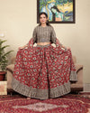 Indiehaat | BlockPrinted Beige & Red Lehanga Choli Set