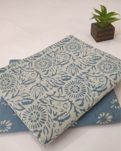 Indiehaat | Blockprinted Cotton Suit (Top & Bottom) Blue