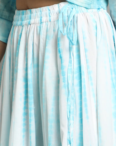 Indiehaat | Shibori Cotton White Stitched Lehanga