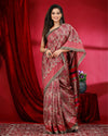 Indiehaat | Kashmiri Silk Printed Red Saree