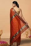 Glowing Maheshwari Pure Silk Butta Body Orange Saree