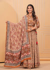 Indiehaat | Blockprinted Brown Lehanga Choli Set