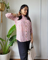 Indiehaat | Pure Cotton Peplum Top Pink Blockprinted