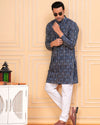 Indiehaat | BlockPrinted Cotton Kurta Pyjama Blue