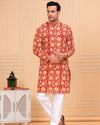 Indiehaat | BlockPrinted Cotton Kurta Pyjama Red