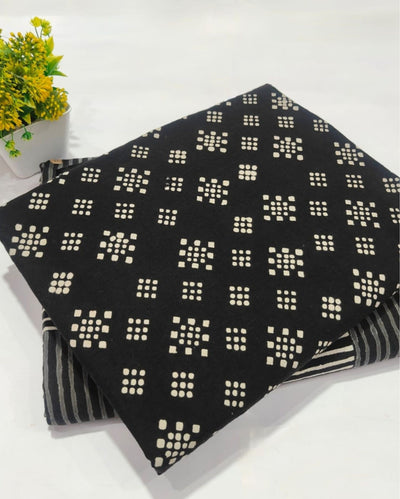 Indiehaat | Blockprinted Cotton Suit (Top & Bottom) Black