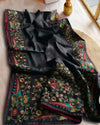 Indiehaat | Silkmark Pure Tussar Cutwork Black Saree