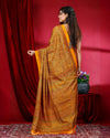 Indiehaat | Kashmiri Silk Yellow Printed Saree