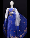 Glimmering Kota Doria Suit Dark Blue (Top+Bottom+Dupatta)