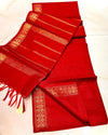 Indiehaat | Kota Silk Weaving Border Red Saree