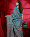 Indiehaat | Kashmiri Silk Green Printed Saree