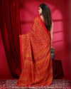 Indiehaat | Kashmiri Silk Red Printed Saree