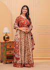 Indiehaat | Blockprinted Brown Lehanga Choli Set