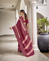 Indiehaat | Blockprinted Mul Cotton Red Saree