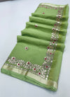 Gilded Grace Kota Cotton Gota Patti Green Saree