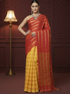 Stunning Pure Linen Striped Red & Yellow Saree