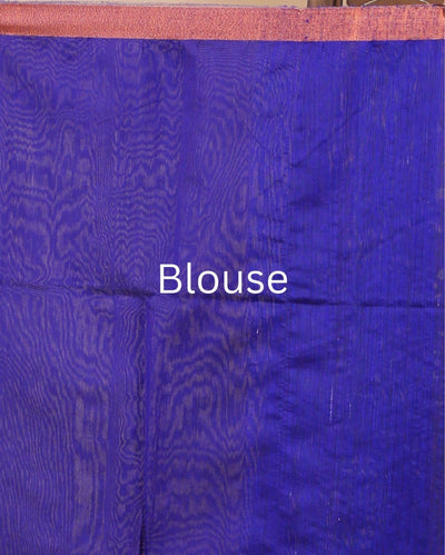 Indiehaat|Matka Silk Blue Saree Jacquard Weaving Running Blouse
