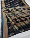 Indiehaat | Chanderi Silk Ajrakh Print Saree Black