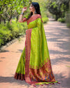 Indiehaat | Paithani Silk Zari Woven Contrast Green Saree