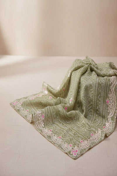 Tye & Drape Kota Doria Bandhej Print Gray Saree