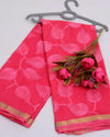 Indiehaat | Pure Cotton Kota Doria Pink Embroidery Saree