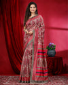 Indiehaat | Kashmiri Silk Printed Red Saree