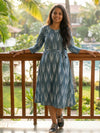 Cool Pure Cotton Gray Ikkat Dress
