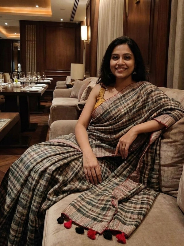 Silkmark Exquisite Ghicha Tussar Silk Brown Saree