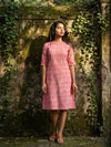 Bold Pure Cotton Pink Ikkat Dress