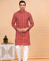 Indiehaat | BlockPrinted Cotton Kurta Pyjama Red