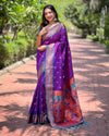 Indiehaat | Paithani Silk Violet Zari Weaving Saree