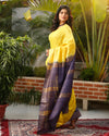 Silkmark Ghicha Tussar Inspiring Yellow & Blue Saree