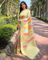 Indiehaat | Organza Multicolor Zari Woven Green Saree