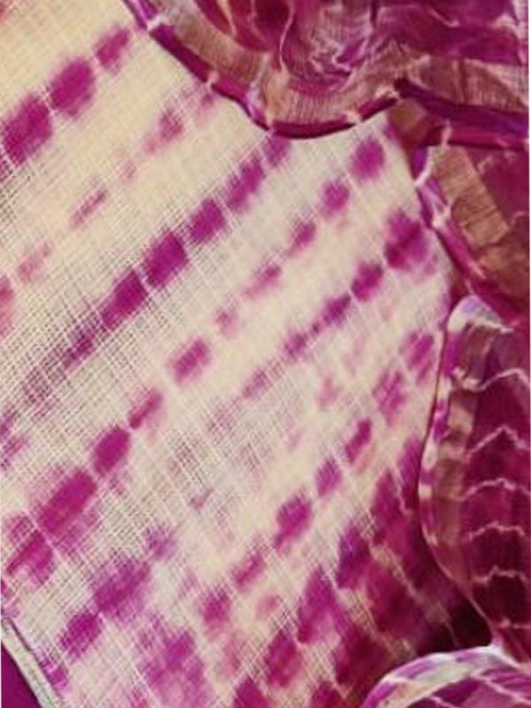 Bind & Bloom Cream & Violet Shibori 2 Pc Kota Suit Set