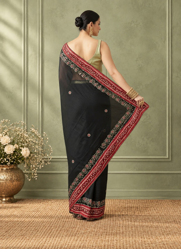 Gilded Grace Kota Cotton Gota Patti Saree Black
