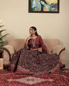 Indiehaat | BlockPrinted Maroon & Blue Lehanga Choli Set