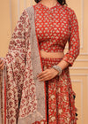 Indiehaat | Blockprinted Red Lehanga Choli Set