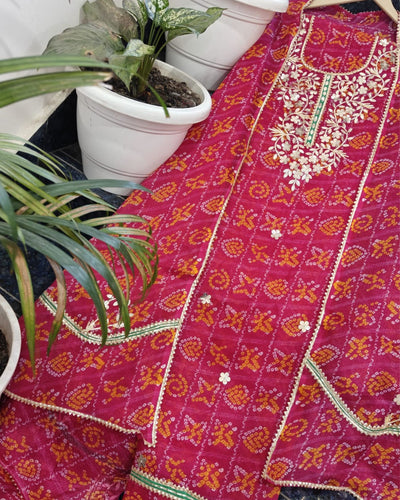 Indiehaat | Kota Cotton Silk Gota Patti Suit Pink