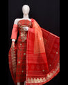 Indiehaat|Kota Doria Gota Patti Red Suit(Top+Bottom+Dupatta)