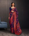 Indiehaat | Khyber Silk Blue Banarasi Brocade Saree