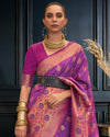 Indiehaat | Banarasi Silk Self Weaving Purple Saree