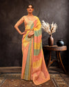 IndieHaat | Organza Banarasi Silk Pink & Yellow Saree