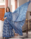 Indiehaat | Festive Fusion Lehanga Choli Set Bold Indigo BlockPrinted