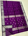 Indiehaat |Handloom Maheshwari Silk Purple Saree