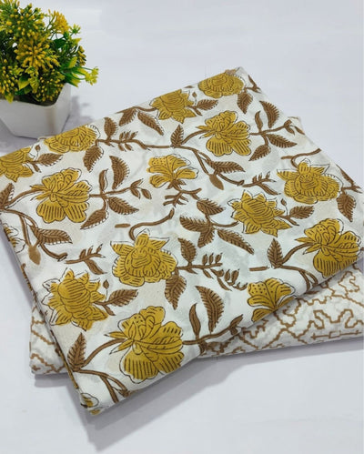 Indiehaat | Blockprinted Cotton Suit (Top & Bottom) White