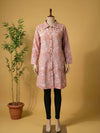 Avaran Roop Pure Cotton Blockprint Winter Jacket Salmon Pink