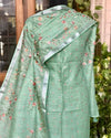Indiehaat | Pure Linen Embroidery Suit Green