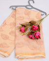 Indiehaat | Pure Cotton Kota Doria Peach Embroidery Saree