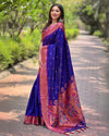 Indiehaat | Paithani Silk Zari Woven Contrast Blue Saree