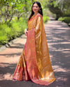 Indiehaat | Pure Tissue Silk Zari Woven Mustard Saree